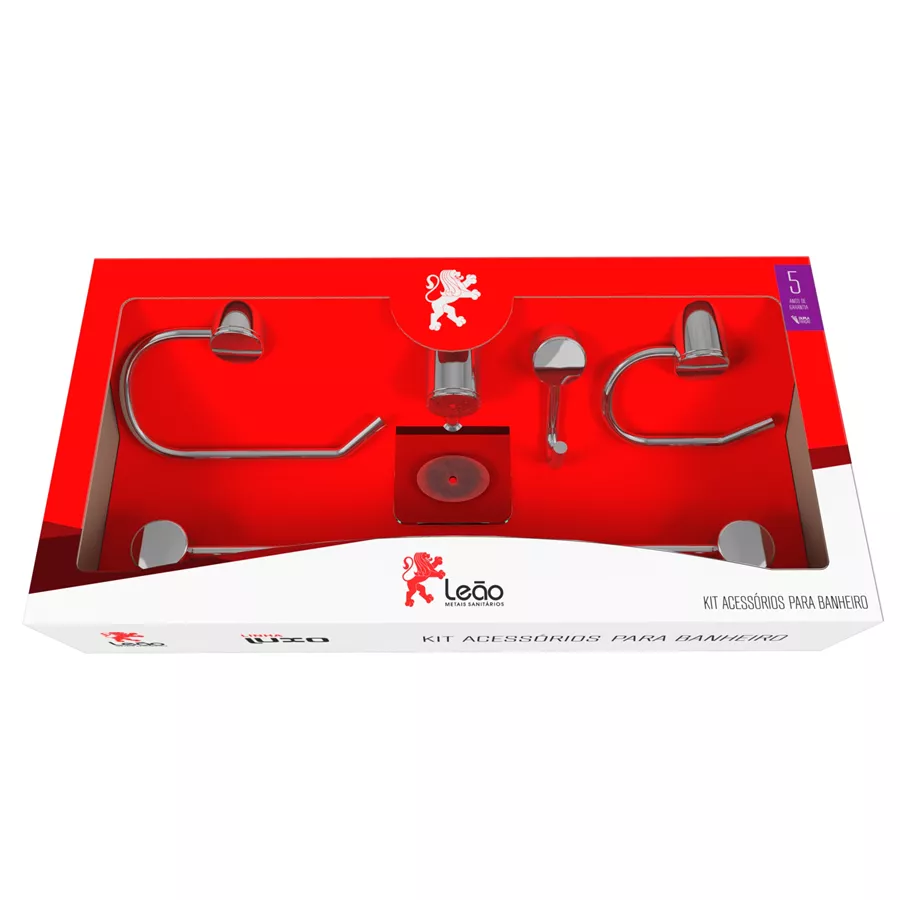 KIT BANHEIRO 5 PECAS LUXO METAL LEAO